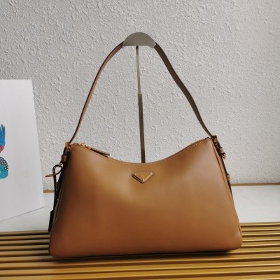 Prada Aimee Large Shoulder Bag In Brown Leather