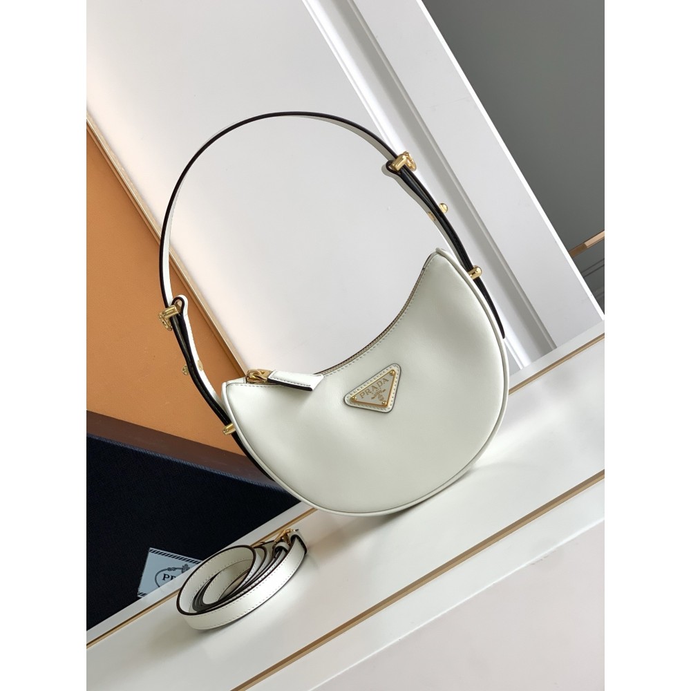 Prada Arque Mini Shoulder Bag In White Leather