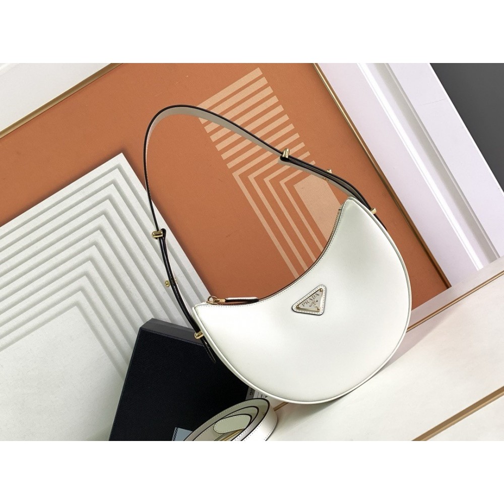 Prada Arque Shoulder Bag In White Leather