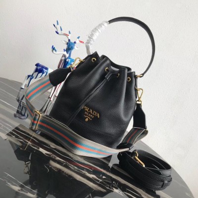 Prada Bucket Bag In Black Grained Calfskin