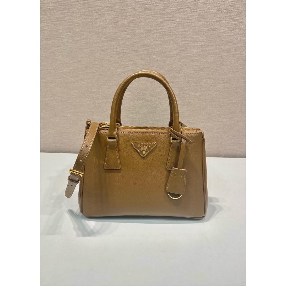 Prada Galleria Small Bag In Caramel Saffiano Leather