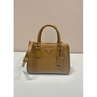 Prada Galleria Small Bag In Caramel Saffiano Leather