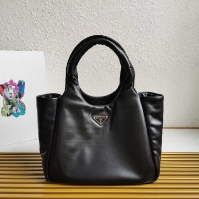 Prada Medium Tote Bag In Black Nappa Leather