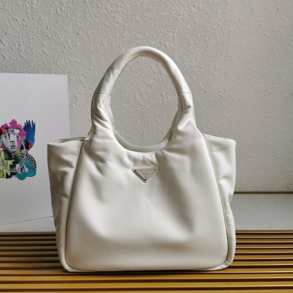 Prada Medium Tote Bag In White Nappa Leather