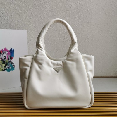 Prada Medium Tote Bag In White Nappa Leather