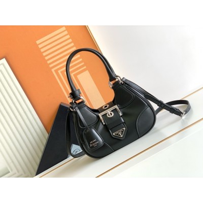 Prada Moon Bag In Black Re-Nylon and Leather