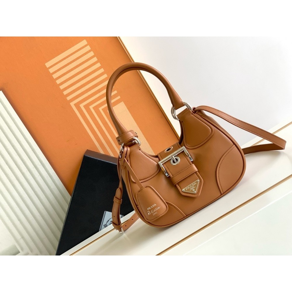 Prada Moon Bag In Caramel Padded Nappa Leather