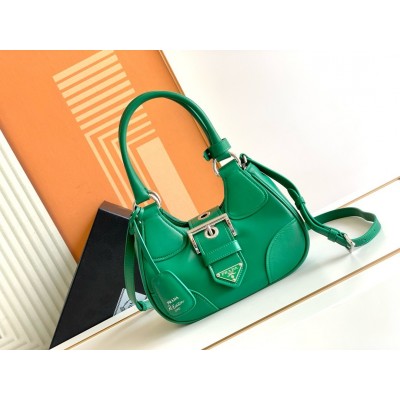 Prada Moon Bag In Green Padded Nappa Leather