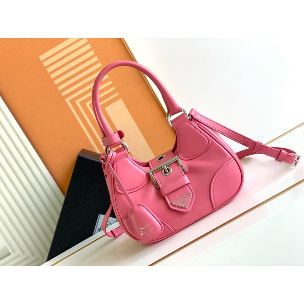 Prada Moon Bag In Pink Padded Nappa Leather