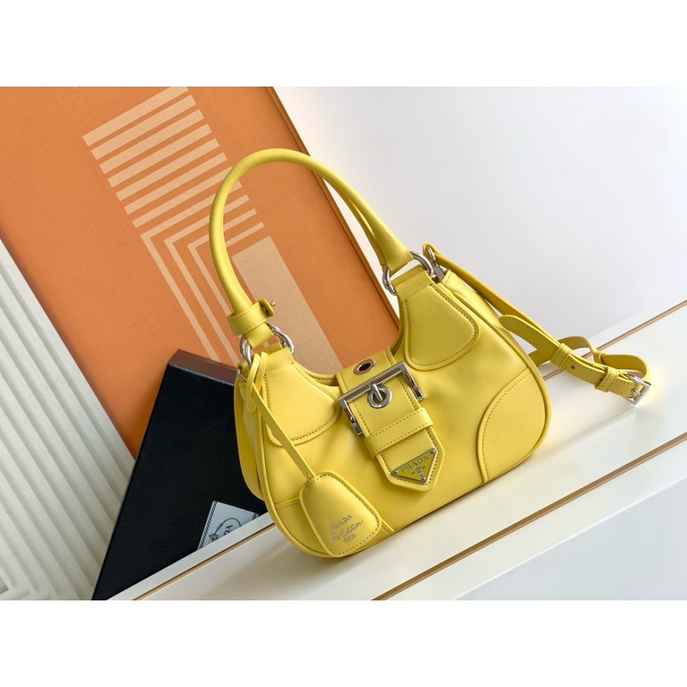 Prada Moon Bag In Yellow Padded Nappa Leather