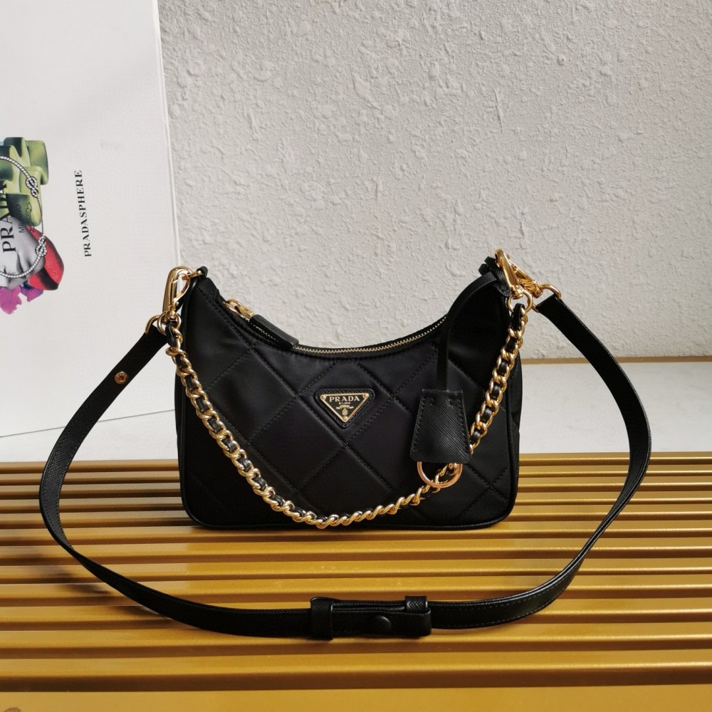 Prada Re-Edition 1995 Chaine Mini Bag In Black Re-Nylon