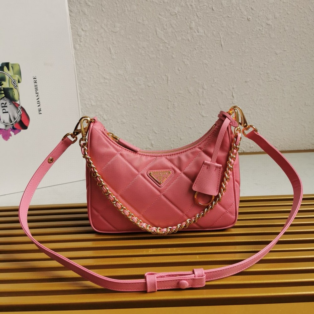 Prada Re-Edition 1995 Chaine Mini Bag In Pink Re-Nylon