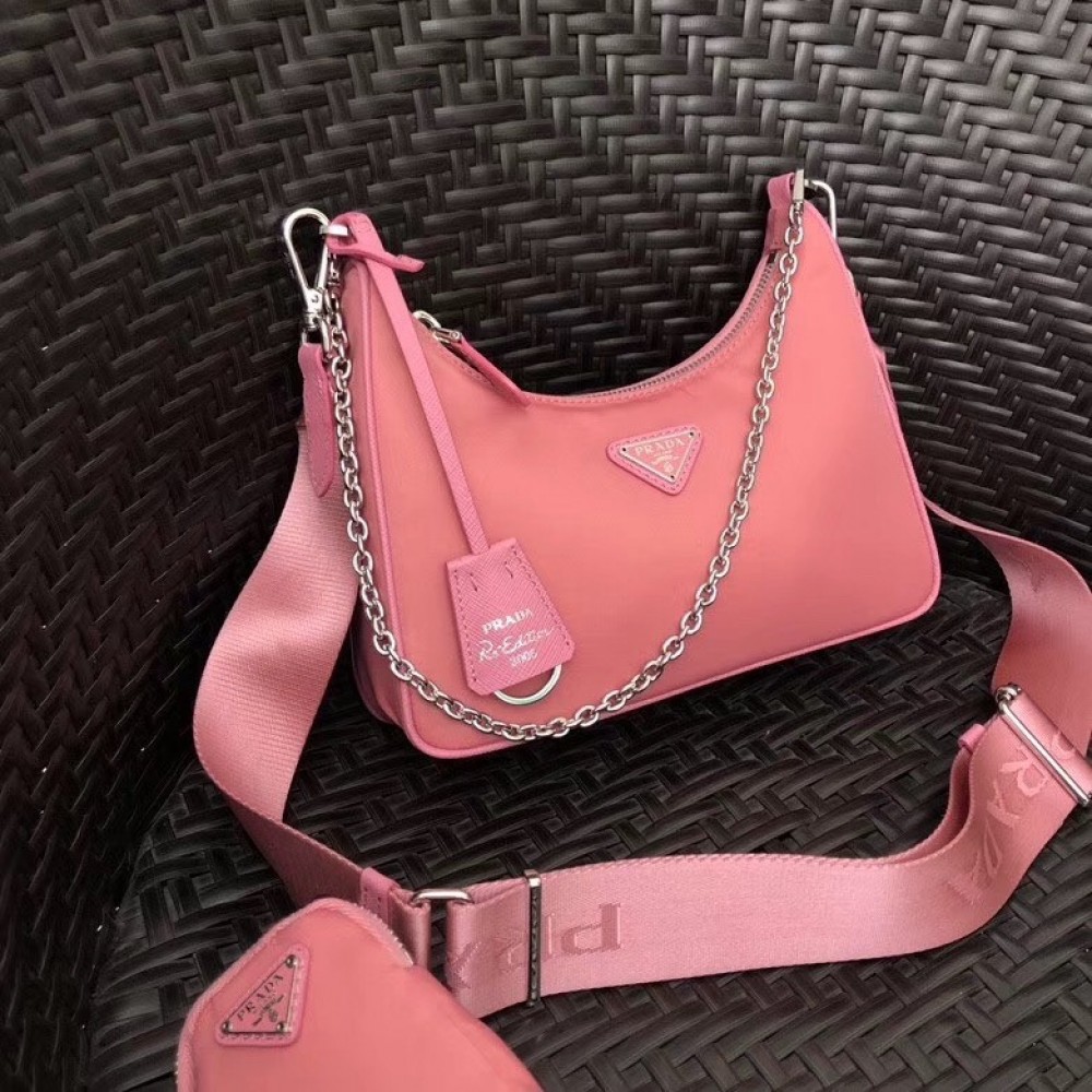 Prada Re-Edition 2005 Shoulder Bag In Pink Nylon