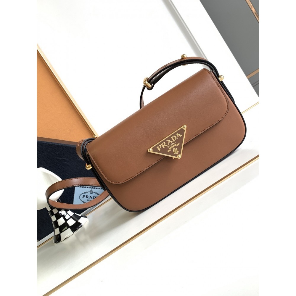 Prada Shoulder Bag In Cognac Smooth Calfskin