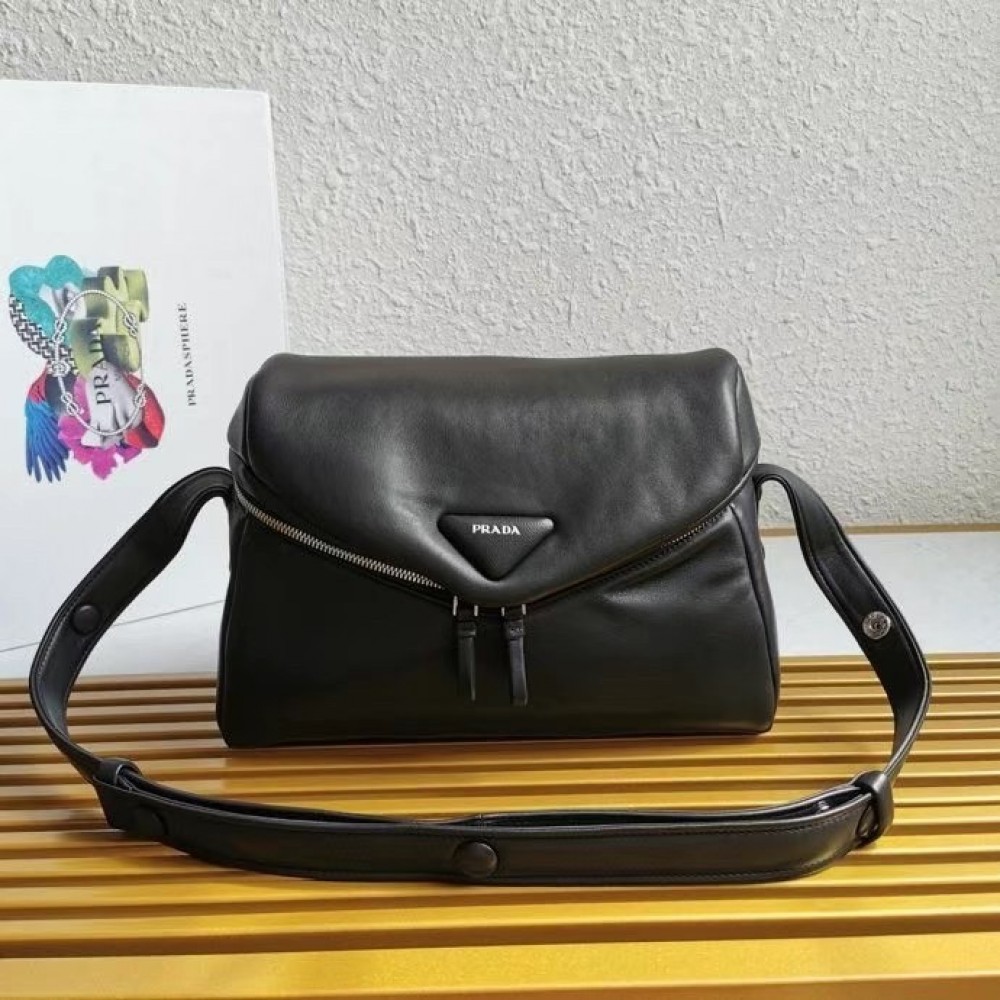 Prada Signaux Bag In Black Padded Nappa Leather