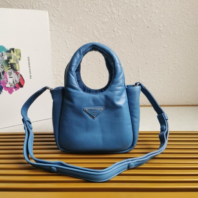 Prada Small Top-handle Bag In Blue Nappa Leather