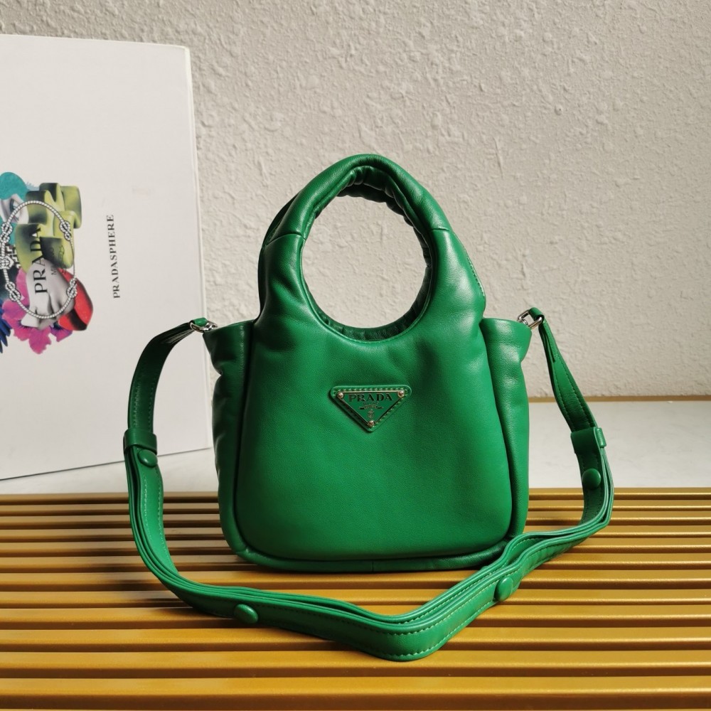 Prada Small Top-handle Bag In Green Nappa Leather