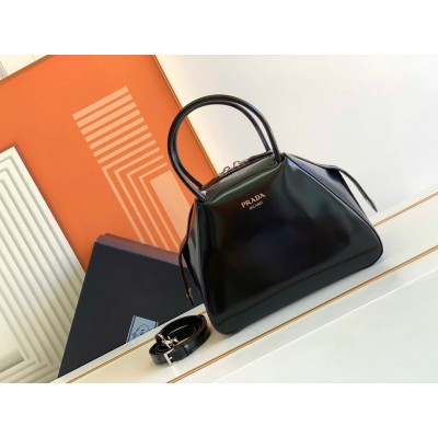 Prada Supernova Small Handbag In Black Brushed Leather